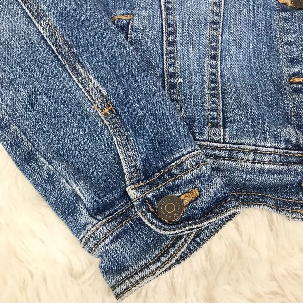 OLD NAVY Girls‎ Button Front Blue Jean Denim Jacket Long Sleeve Size Small